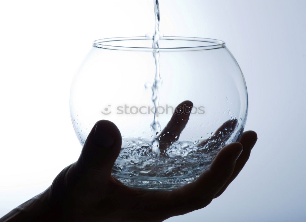 Boy holding vase with water near face