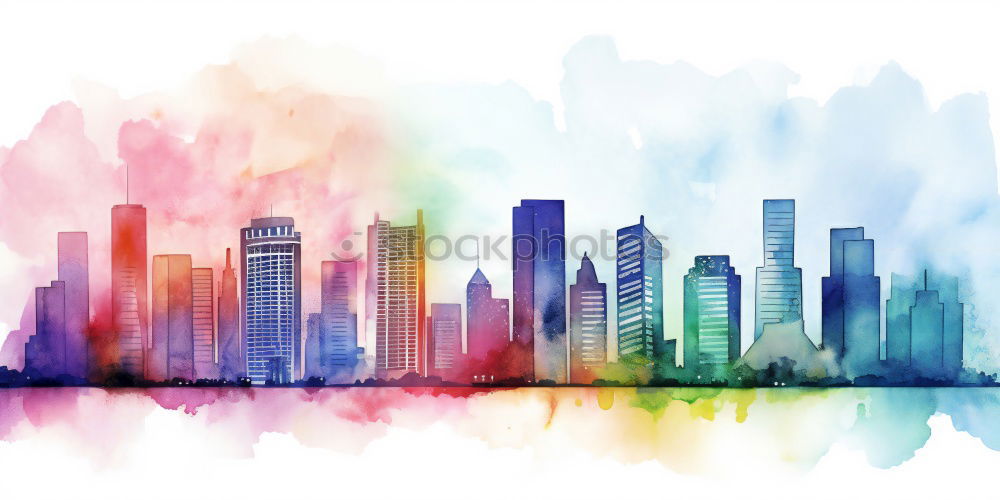 Similar – American City Buildings And Skyscrapers Watercolor Illustration