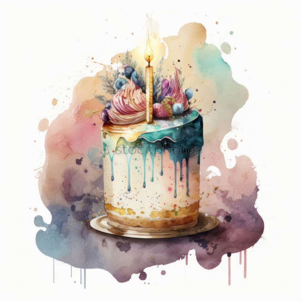 Image, Stock Photo Cute unicorn cake with painted closed eyes