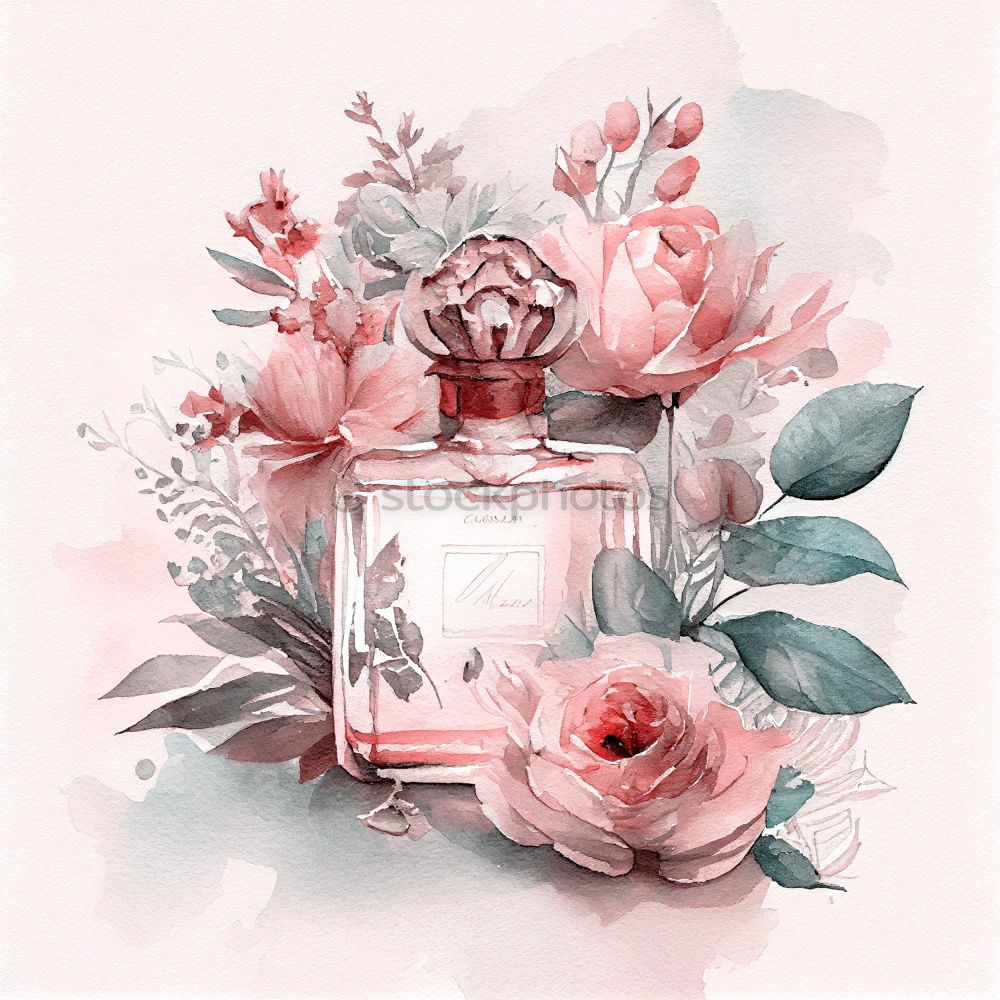 Similar – Image, Stock Photo Bottle with cosmetic lotion and flowers