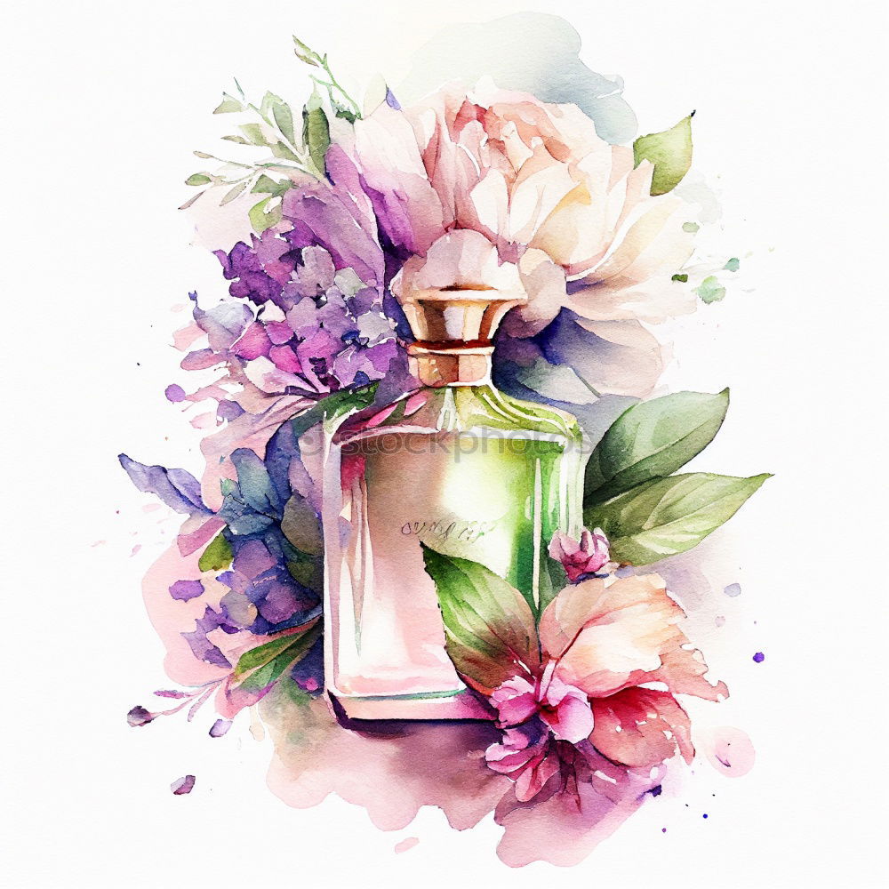 Similar – Image, Stock Photo Floral perfume bottle with plants and flowers