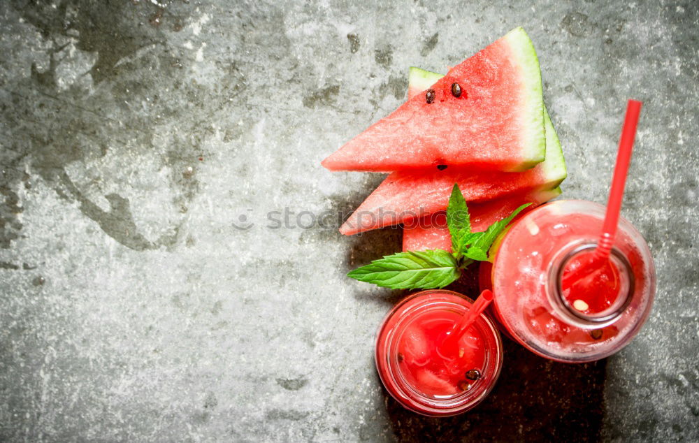 Similar – Not so young but happy Caucasian woman chewing watermelon