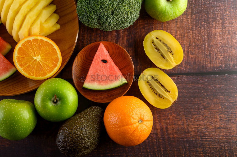 Similar – Image, Stock Photo colorful tropical fruits on blue wooden background