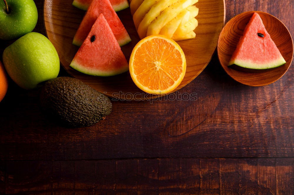 Similar – Image, Stock Photo colorful tropical fruits on blue wooden background