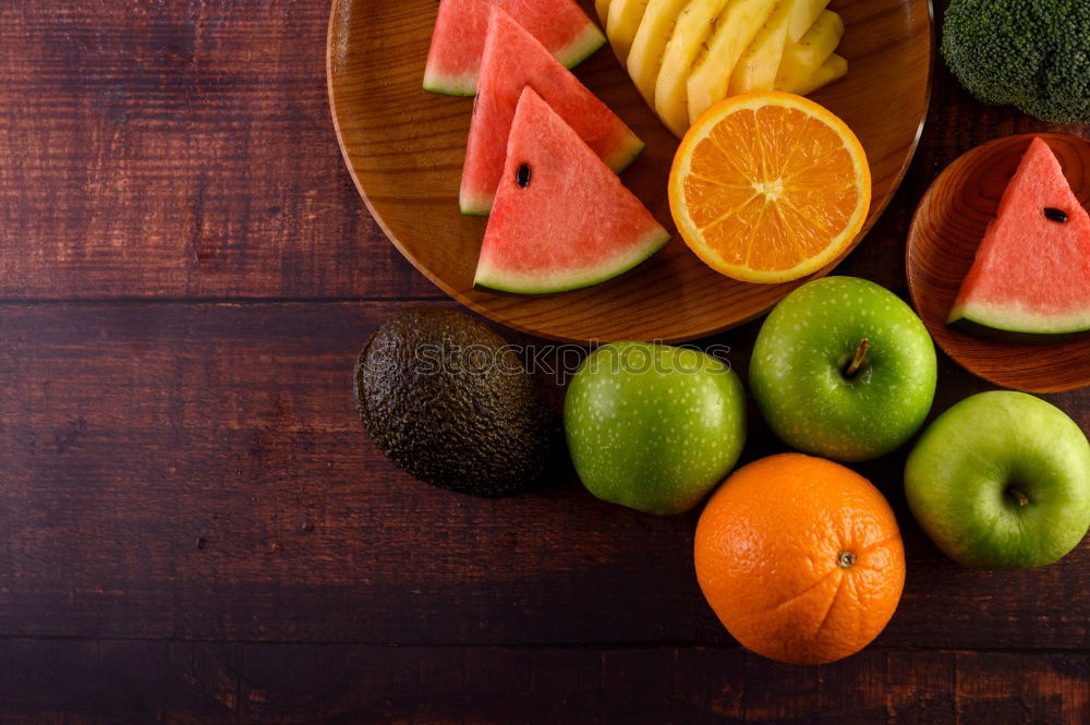 Similar – Image, Stock Photo colorful tropical fruits on blue wooden background