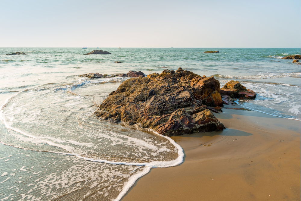 Similar – Summer Ocean Beach And Mountains Landscape In Portugal