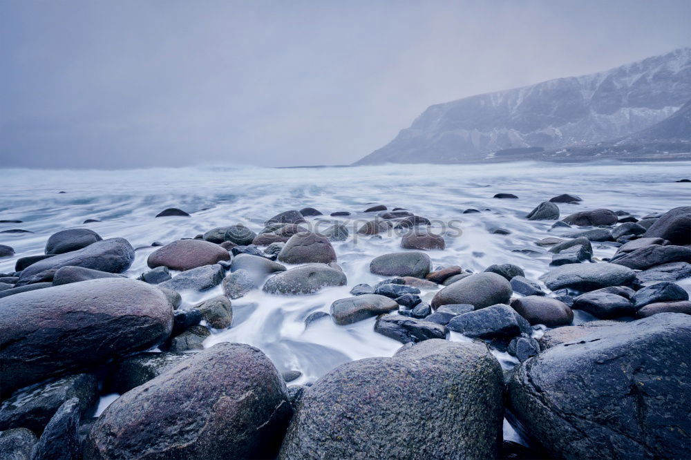 Similar – Image, Stock Photo Shore with mountains near water