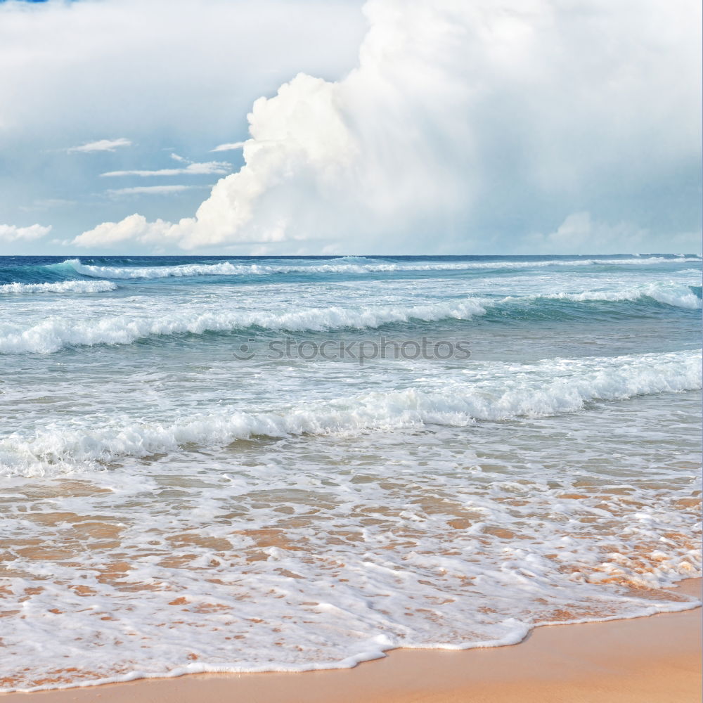 Similar – Image, Stock Photo Endless beach at Rainbow Beach. Walk left at the beach. A car is approaching. In the background a medium high mountain.