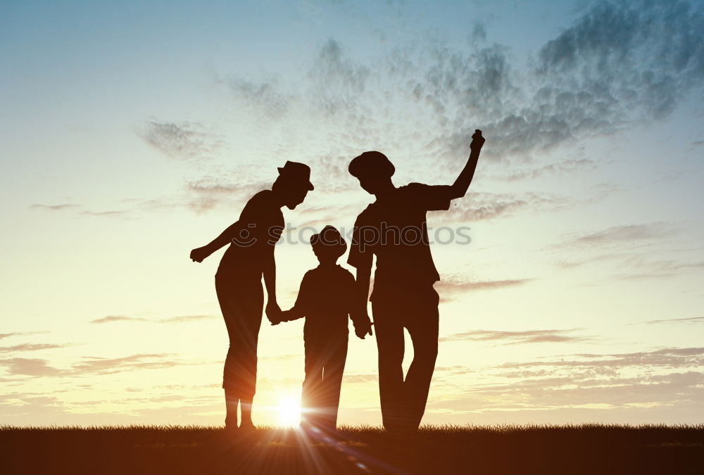 Silhouette of happy family