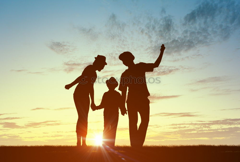 Similar – Silhouette of happy family