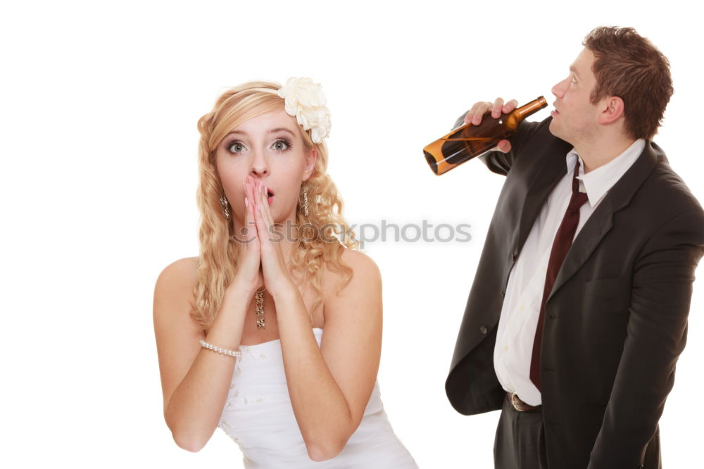 Similar – Image, Stock Photo Bride and groom enjoy a quiet moment together and a drink of white wine at their wedding reception