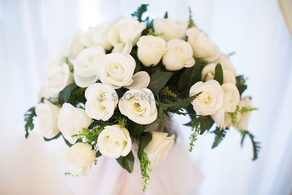 Similar – Image, Stock Photo Bridal bouquet with silver decoration and white bag