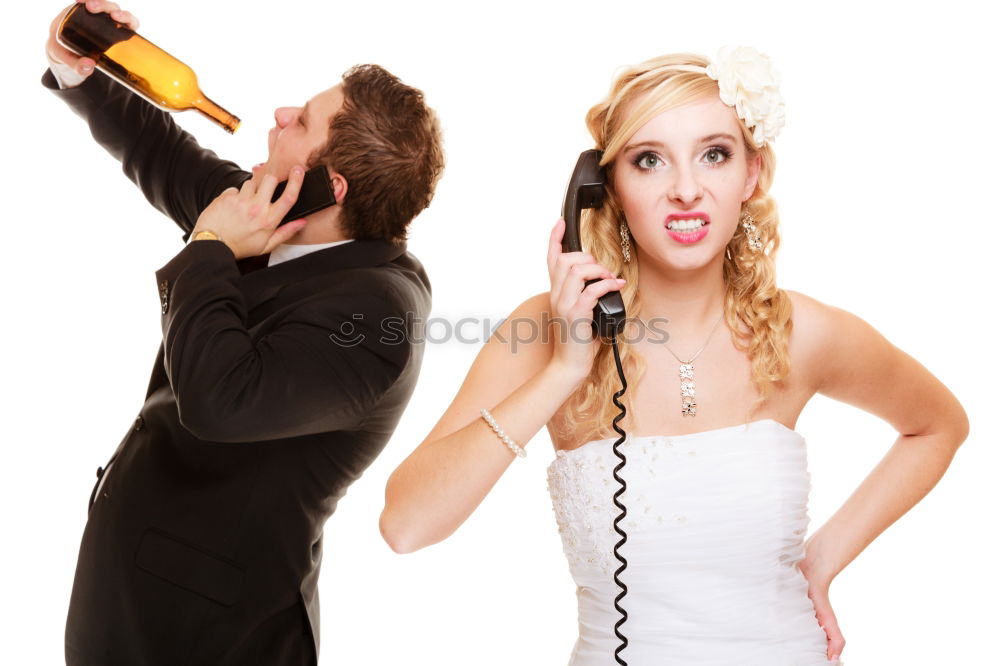 Similar – Elegant young woman in a white dress drinking white wine at a function and smiling up at her male partner