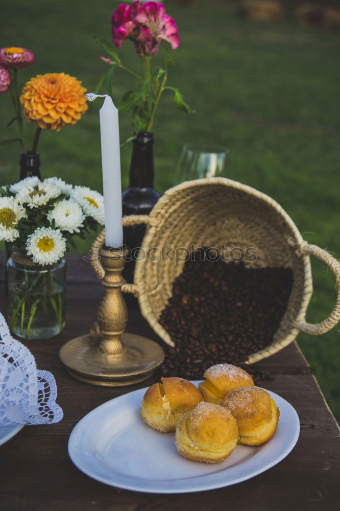 Similar – country breakfast on rustic home kitchen with farm eggs