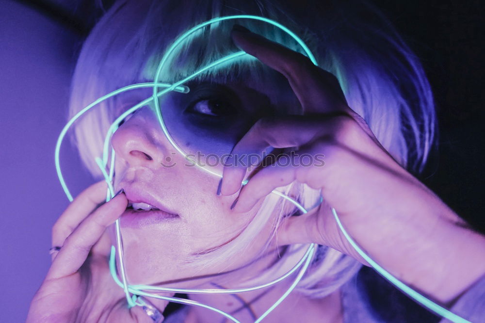 Image, Stock Photo Abstract portrait with neon lights