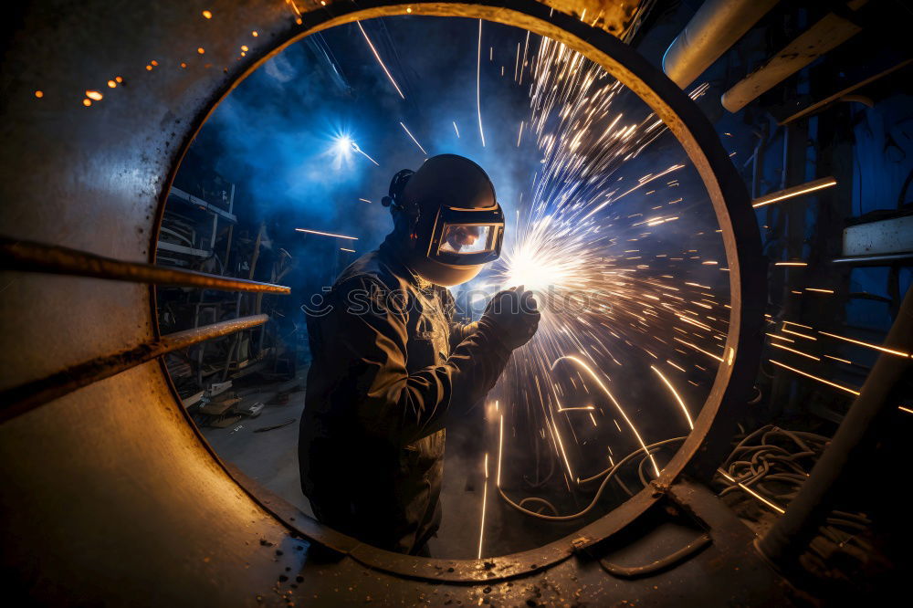 Similar – worker using an angle grinder