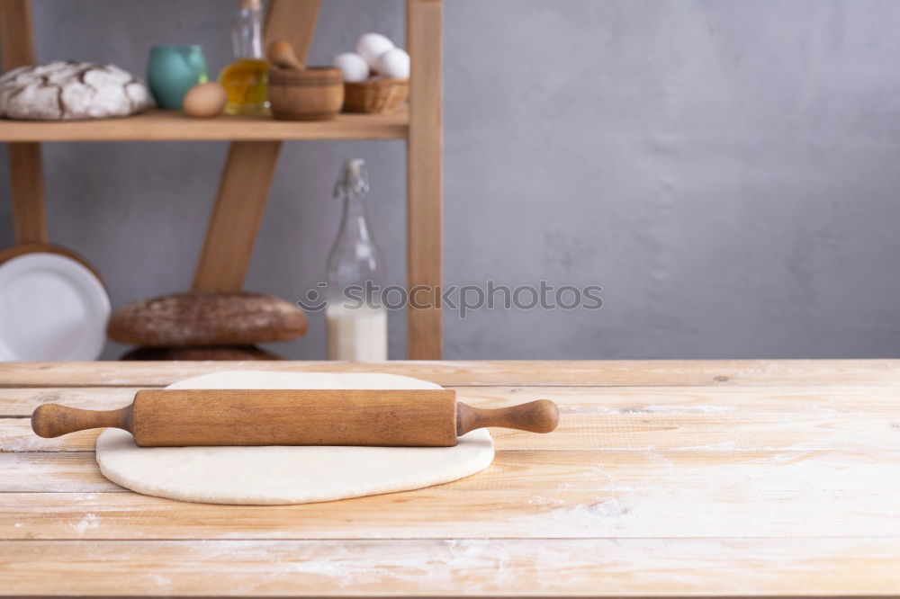 Similar – Image, Stock Photo Leaf of dough with rhubarb and strawberries