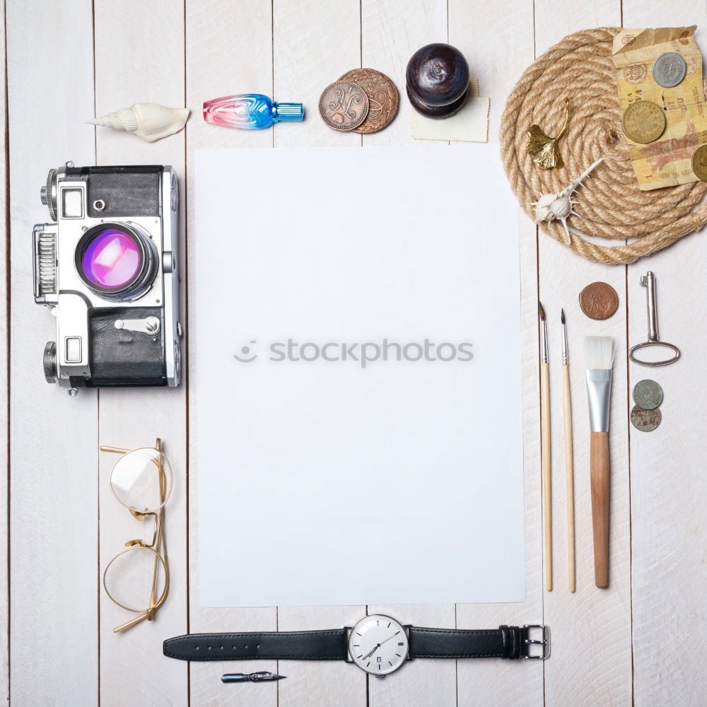 Image, Stock Photo paper empty postcard with red pencil