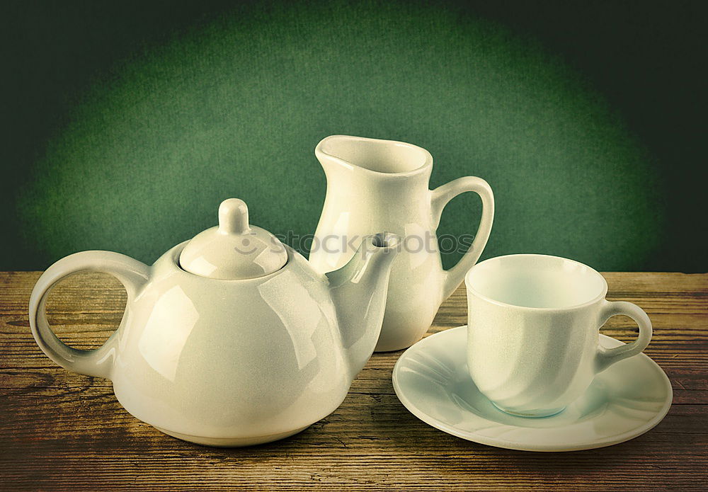 Similar – Tea set on dark background