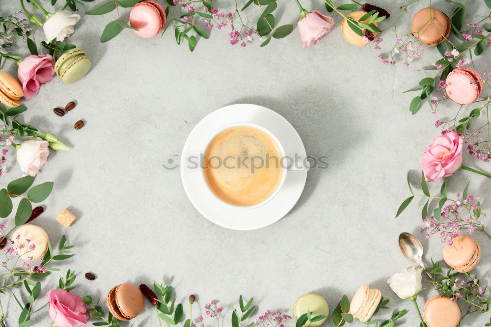 Similar – Cup of coffee and flowers