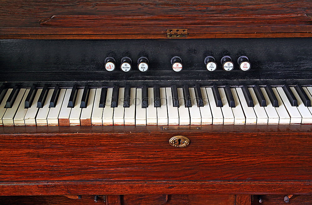 Similar – Foto Bild Klaviertasten einer billigen Orgel in Draufsicht