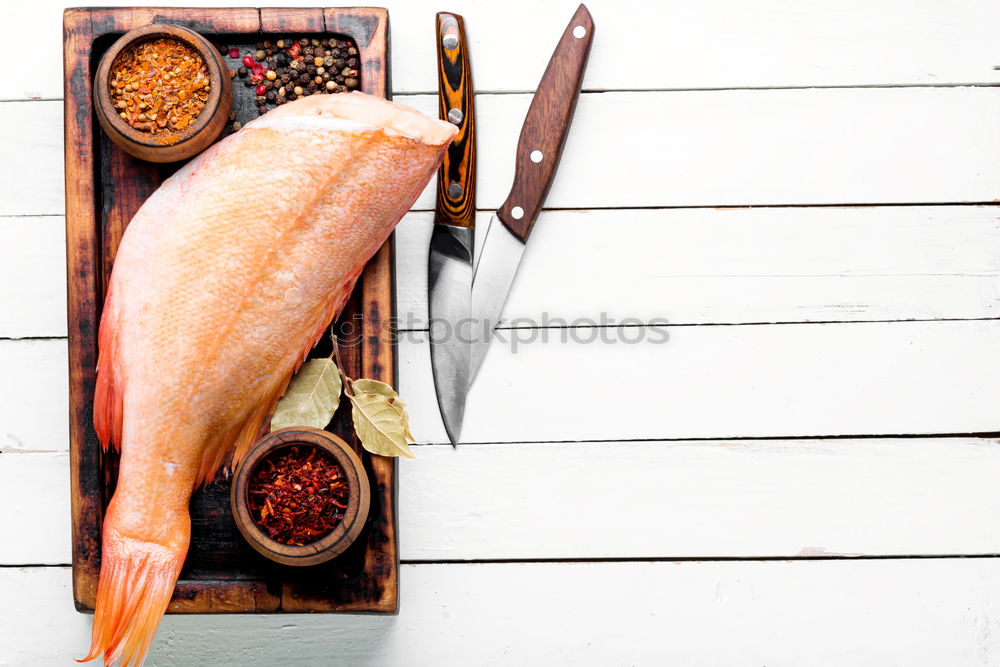 Similar – Image, Stock Photo Fresh smelt fish on the kitchen board