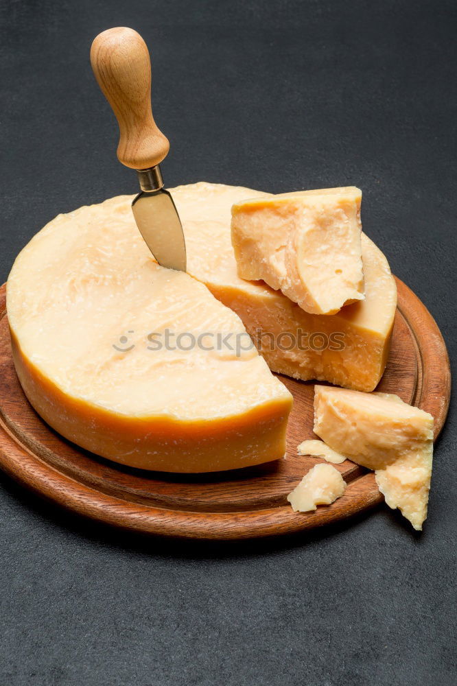 Image, Stock Photo Semi-cured cheese rosemary sliced on toasted bread