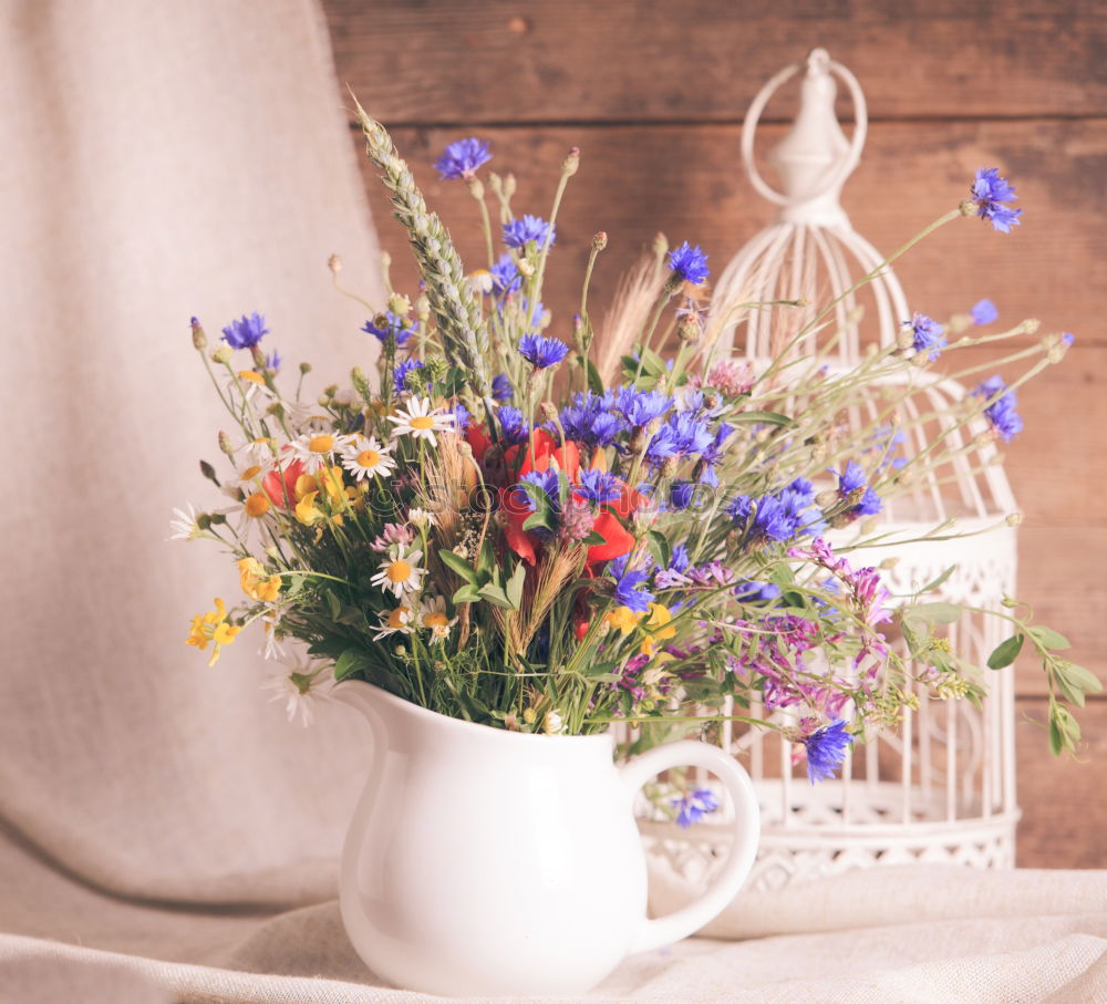 Similar – Image, Stock Photo Watering can with plants and flowers on a garden table