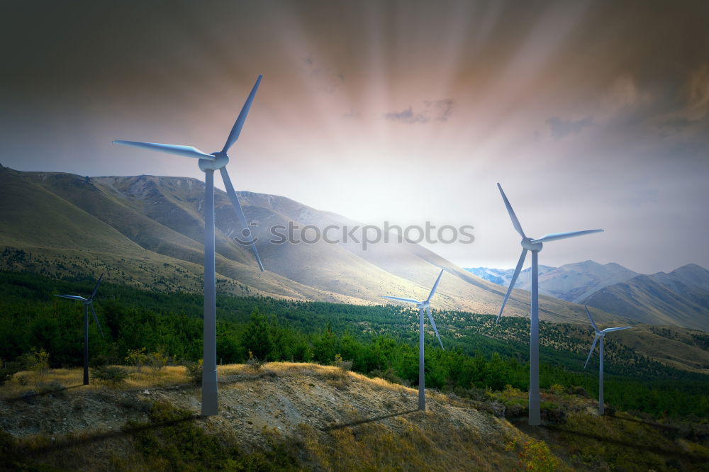 Similar – Image, Stock Photo Windmills at sunset