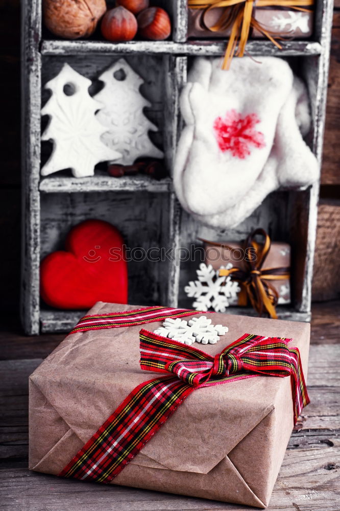 Similar – Woman arms doing christmas decoration in a wood table outdoors