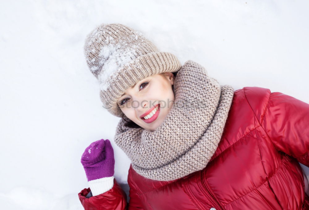 Similar – happy child girl skiing in winter snowy forest