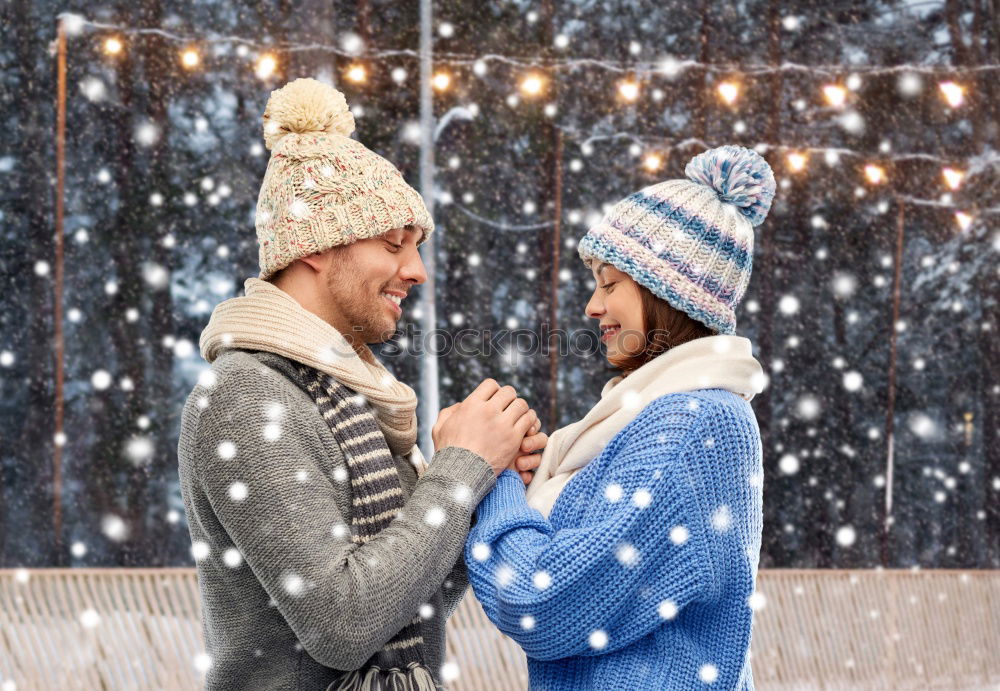 Similar – Image, Stock Photo Happy couple looking each other and laughing outdoors