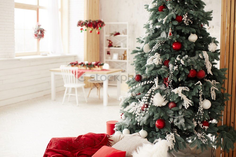 Similar – Christmas tree with decorations in the children’s room