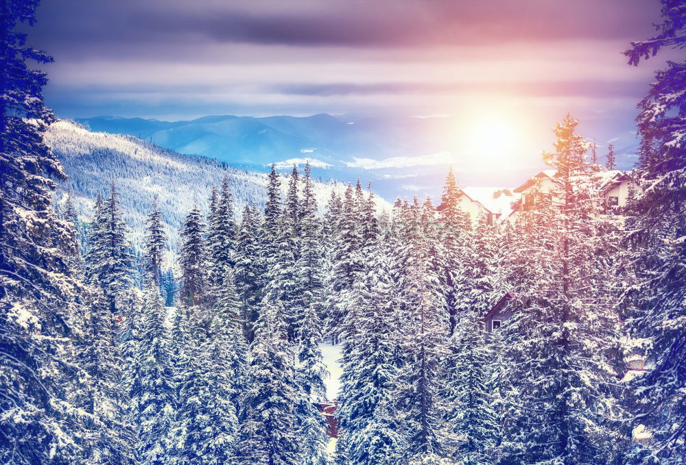 Similar – Winter morning in the Rondane, moon, snow, mountain landscape