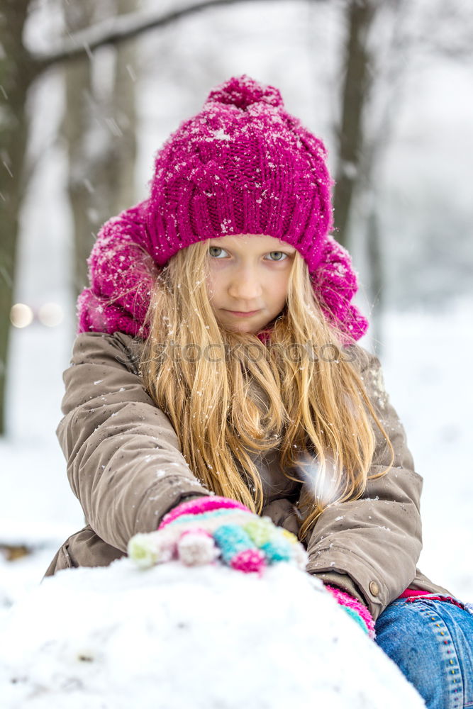 Similar – happy kid girl making snow man on Christmas