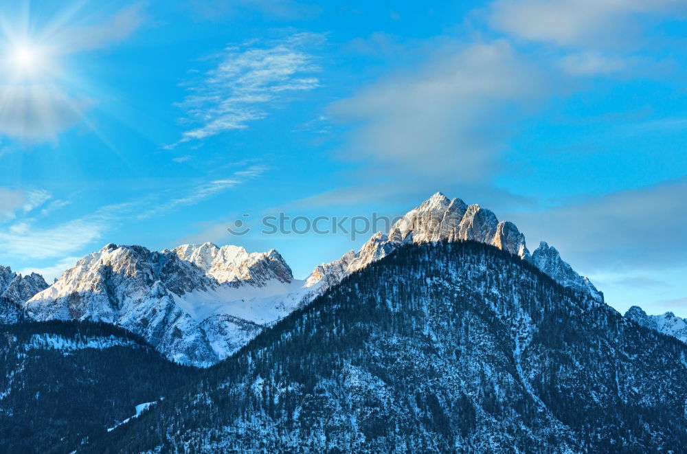 Similar – Image, Stock Photo Alpine panorama with snowy road