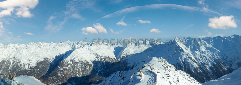 Similar – Image, Stock Photo Blue mountains peaks at sunset