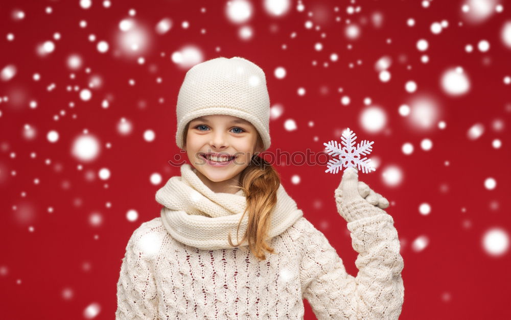 Similar – Brunette woman with red deer wool sweater