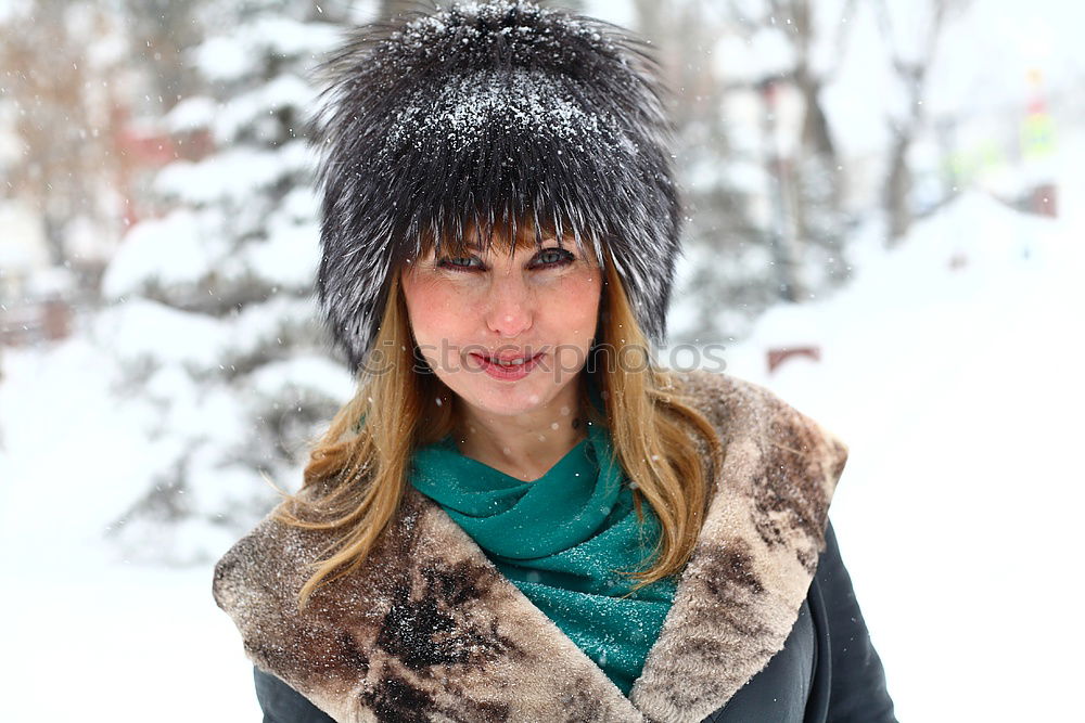 Similar – Image, Stock Photo happy woman leaning against tree in winter