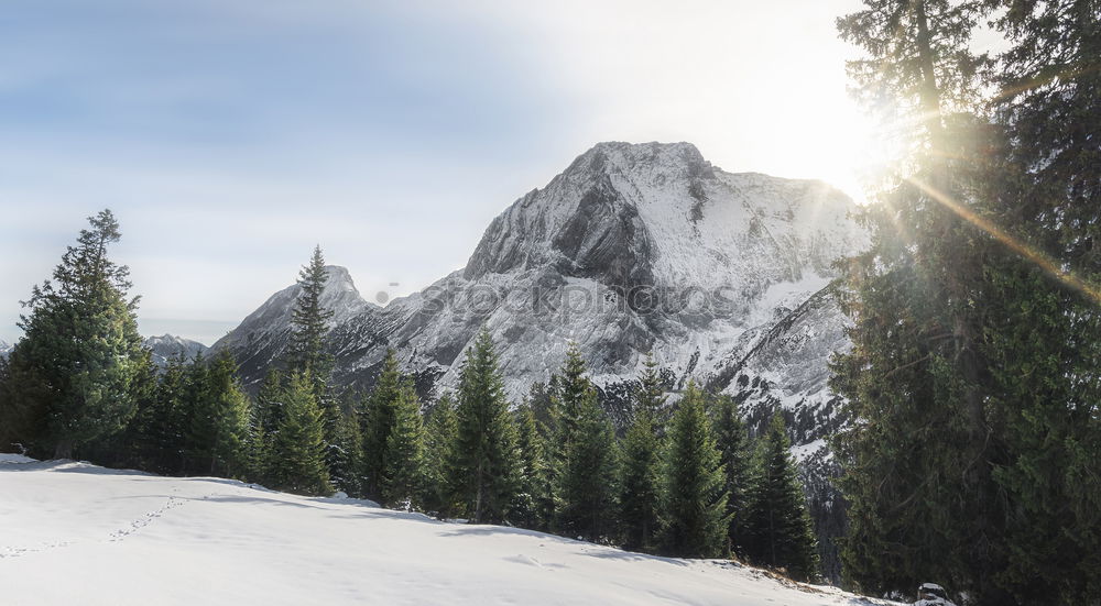 Similar – Image, Stock Photo Snowy mountains and valley