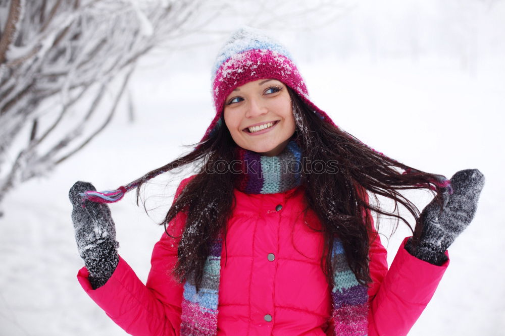 Image, Stock Photo Portrait of attractive woman on a snowy day