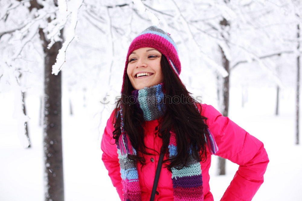 Similar – Image, Stock Photo happy woman leaning against tree in winter