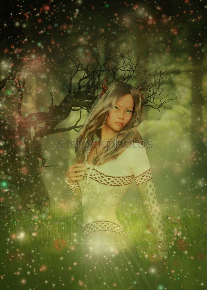 Similar – Image, Stock Photo a girl stands in the forest