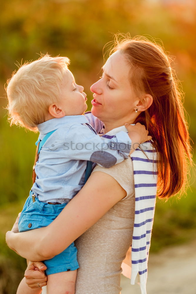 Similar – Image, Stock Photo Happy grandson hugging to his grandmother outdoors