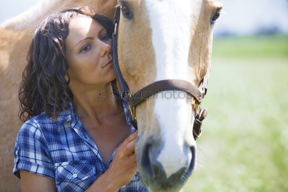 Similar – Image, Stock Photo Young man hugging a horse