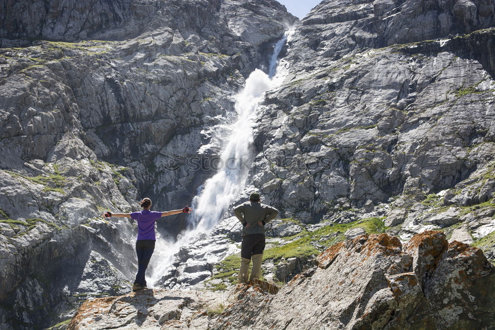 Similar – Women at lake in mountains