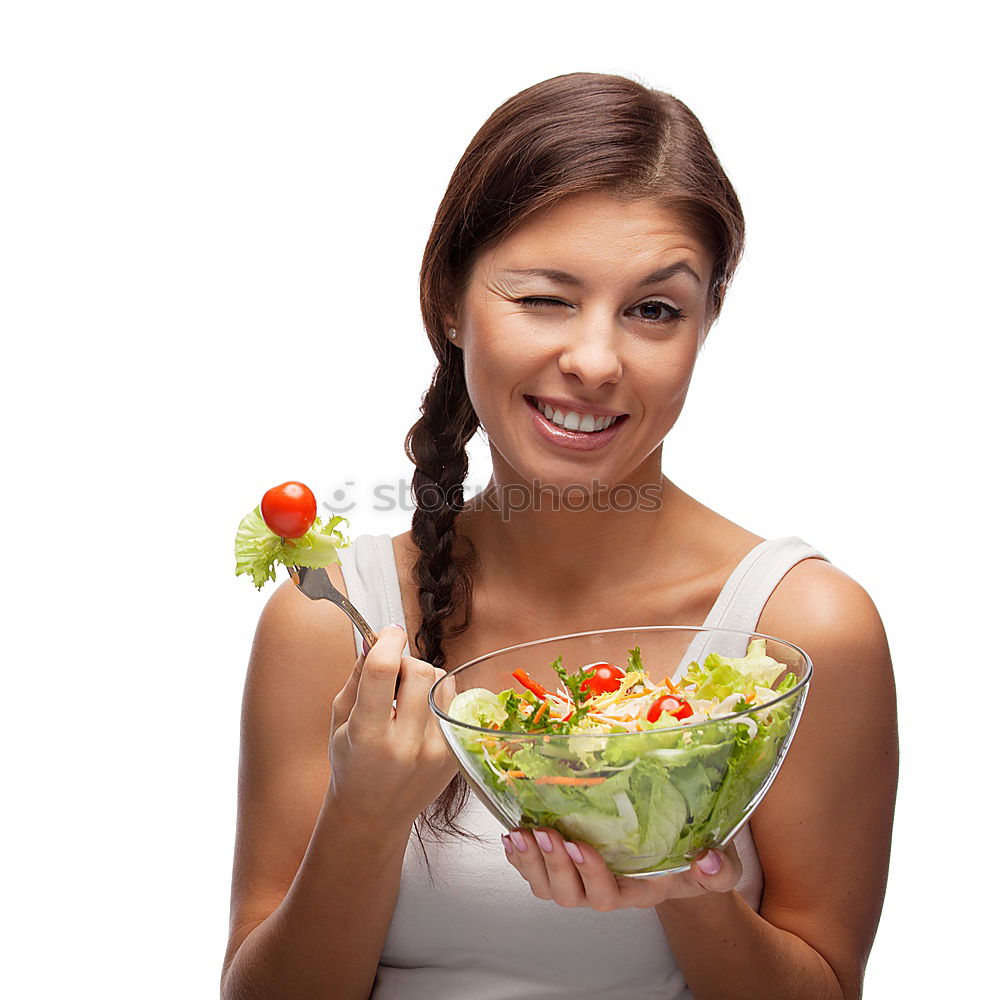 Similar – Image, Stock Photo Woman eating quinoa and vegetables in bowl