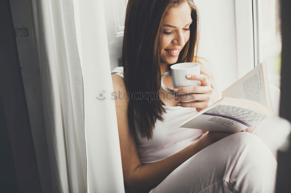 Similar – Image, Stock Photo Woman having a hot drink