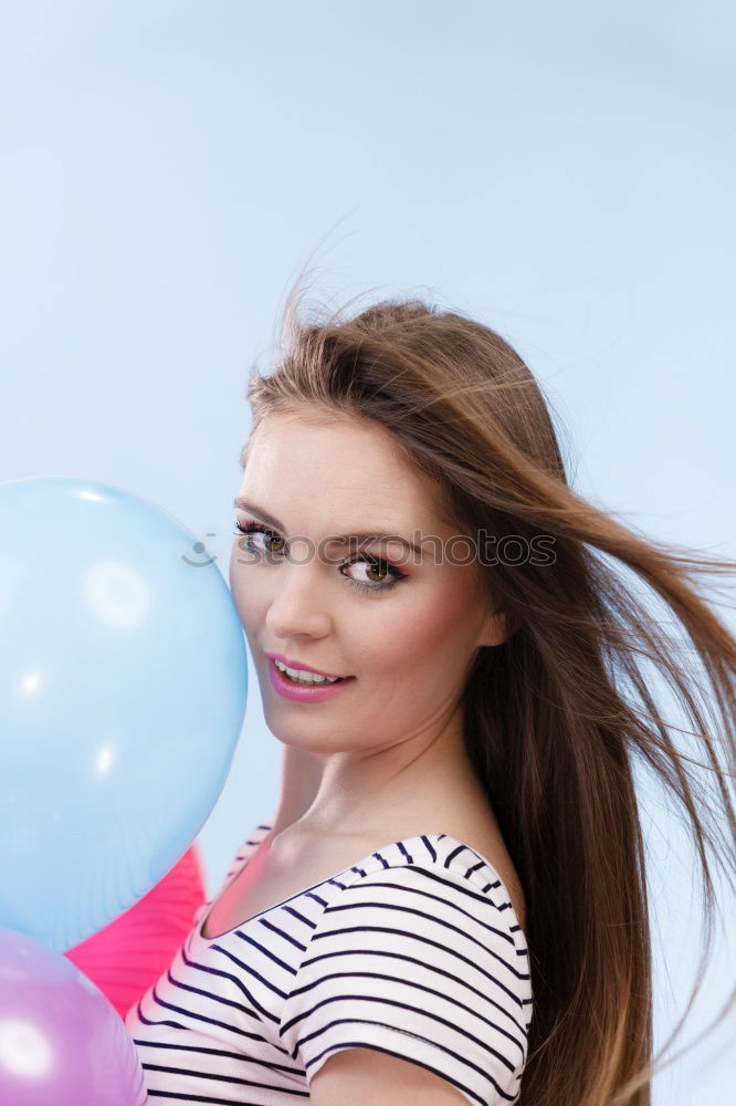 Similar – Image, Stock Photo Young blonde woman making a chewing gum bubble