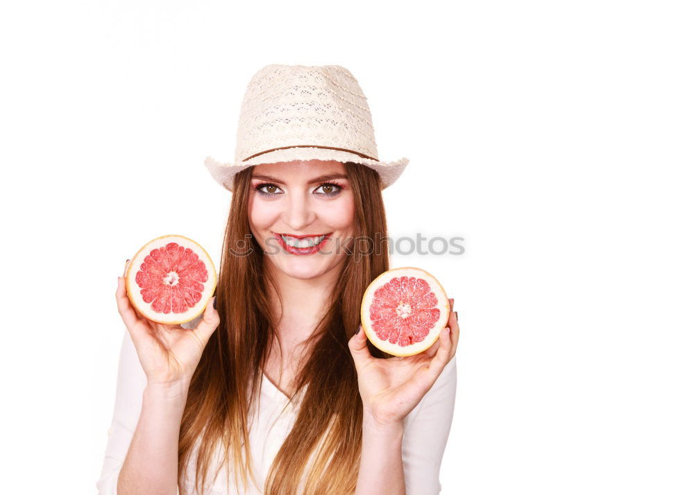 Similar – Image, Stock Photo Young woman eating watermelon popsical